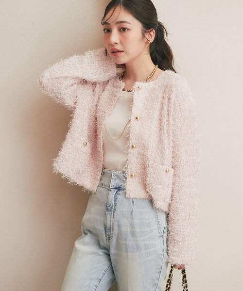 La boutique BonBon(ラブティックボンボン)の「【やわらかくて着心地◎】フェザーカットソージャケットカーデ(ノーカラージャケット・レディース・ブラック/ピンク/オフホワイト・FREE)」の15枚目の写真