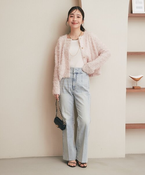 La boutique BonBon(ラブティックボンボン)の「【やわらかくて着心地◎】フェザーカットソージャケットカーデ(ノーカラージャケット・レディース・ブラック/ピンク/オフホワイト・FREE)」の9枚目の写真