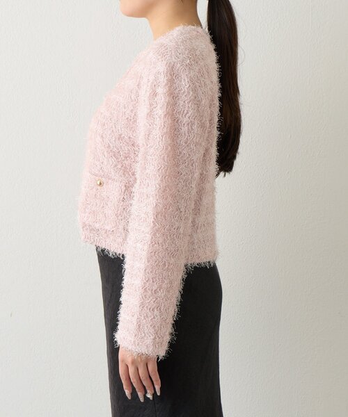 La boutique BonBon(ラブティックボンボン)の「【やわらかくて着心地◎】フェザーカットソージャケットカーデ(ノーカラージャケット・レディース・ブラック/ピンク/オフホワイト・FREE)」の11枚目の写真