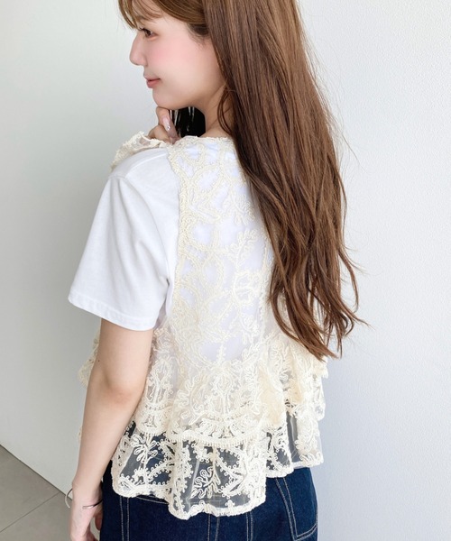 moment+(モーメントプラス)の「コード刺繍フリルベスト(ベスト・レディース・アイボリー・M/L)」の16枚目の写真