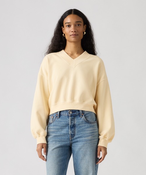 Levi's(リーバイス)の「Levi's/リーバイス ヴィンテージ Vネック スウェットシャツ(スウェット・レディース・イエロー・XS/M/S)」の1枚目の写真