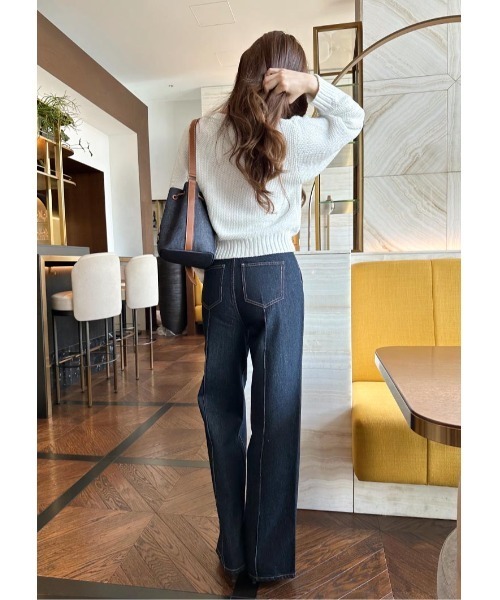 LUDICRUM(ルーディクルム)の「Mix knit top(ニット/セーター・レディース・ブラック/オフホワイト・FREE)」の6枚目の写真