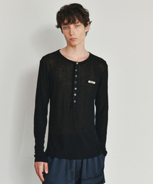 HEUTE（ホイテ）の「FITTED RIB HENLEY NECK T-SHIRT (BLACK)（Tシャツ/カットソー）」