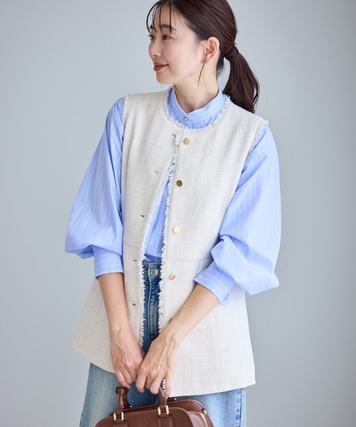 セール】【WEB限定】ツイード金ボタンジレベスト/セレモニー対応