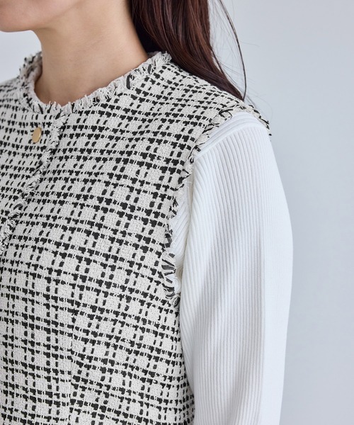 ROPE' PICNIC（ロペピクニック）の「【WEB限定】ツイード金ボタンジレベスト/セレモニー対応・リンクコーデ（ベスト・レディース・オフホワイト/ブラック系その他/ネイビー/ライトグレー・FREE）」の10枚目の写真