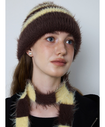 MEENDERI（ミーンデリ）の「[UNISEX] MIXED STRIPE KNIT BEANIE - YELLOW BROWN（ニットキャップ/ビーニー）」