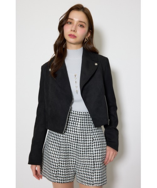 rienda（リエンダ）の「26SSフェイクスエードライダースジャケット 春服（ブルゾン・レディース・ブラック/ベージュ/ピンク・SMALL/MEDIUM）」の5枚目の写真