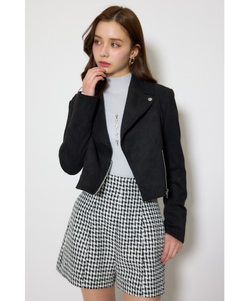 rienda（リエンダ）の「26SSフェイクスエードライダースジャケット 春服（ブルゾン・レディース・ブラック/ベージュ/ピンク・SMALL/MEDIUM）」の6枚目の写真