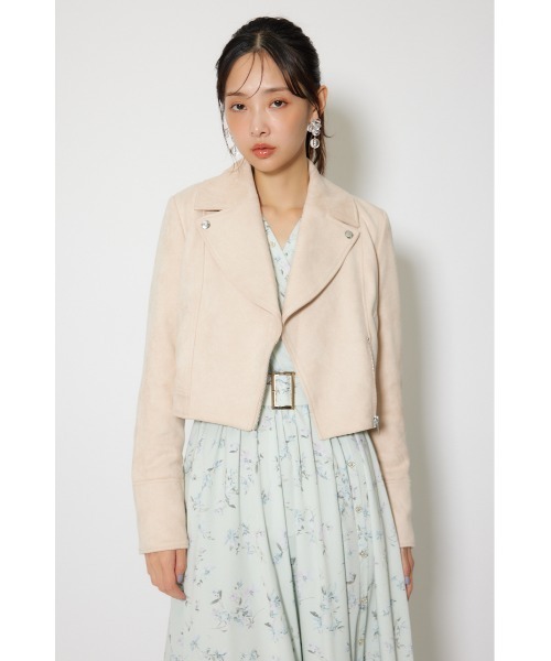 rienda（リエンダ）の「26SSフェイクスエードライダースジャケット 春服（ブルゾン・レディース・ブラック/ベージュ/ピンク・SMALL/MEDIUM）」の12枚目の写真