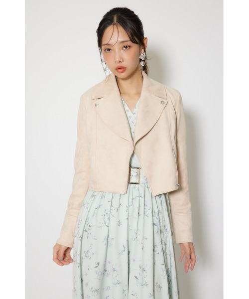 rienda（リエンダ）の「26SSフェイクスエードライダースジャケット 春服（ブルゾン・レディース・ブラック/ベージュ/ピンク・SMALL/MEDIUM）」の13枚目の写真