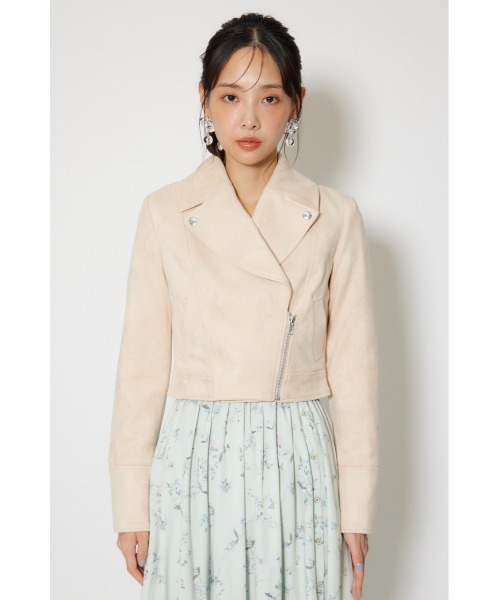 rienda（リエンダ）の「26SSフェイクスエードライダースジャケット 春服（ブルゾン・レディース・ブラック/ベージュ/ピンク・SMALL/MEDIUM）」の18枚目の写真