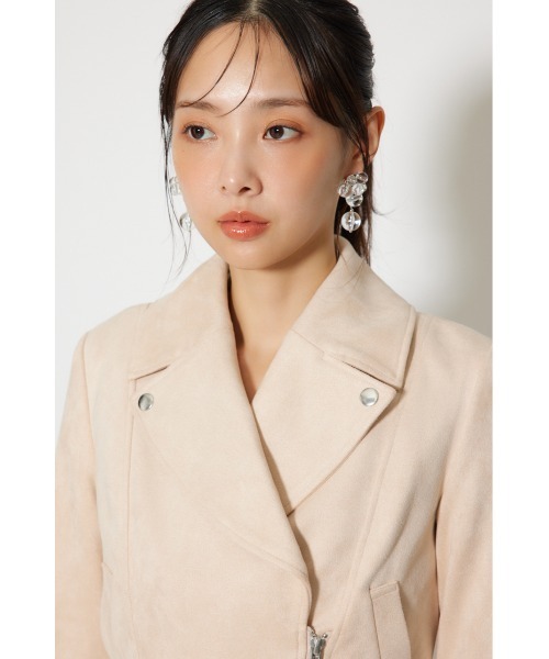 rienda（リエンダ）の「26SSフェイクスエードライダースジャケット 春服（ブルゾン・レディース・ブラック/ベージュ/ピンク・SMALL/MEDIUM）」の21枚目の写真