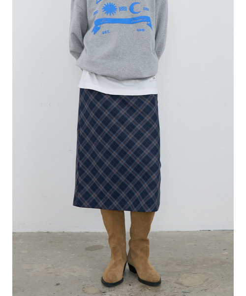 Kijun(キジュン)の「Check Midi Skirt Navy(スカート・レディース・その他・S/M)」の1枚目の写真