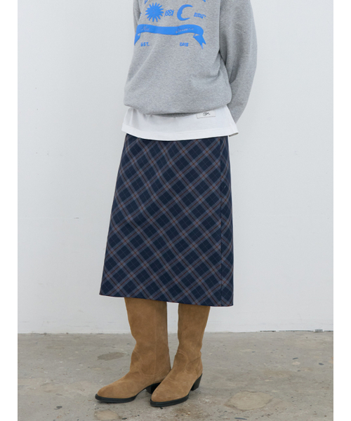 Kijun(キジュン)の「Check Midi Skirt Navy(スカート・レディース・その他・S/M)」の2枚目の写真
