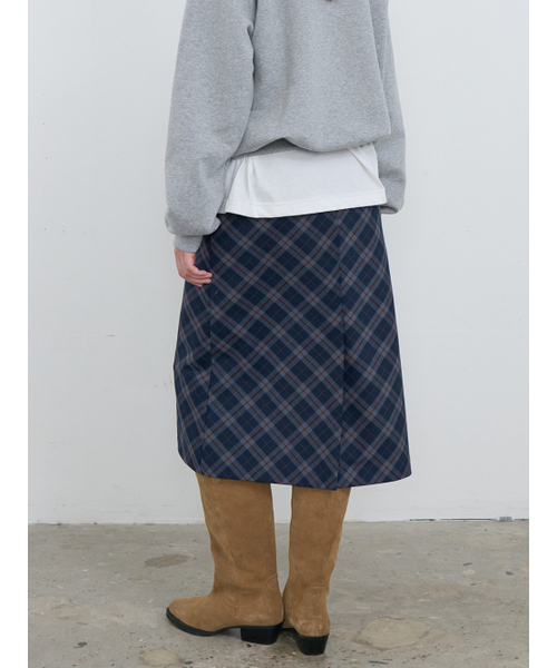 Kijun(キジュン)の「Check Midi Skirt Navy(スカート・レディース・その他・S/M)」の3枚目の写真