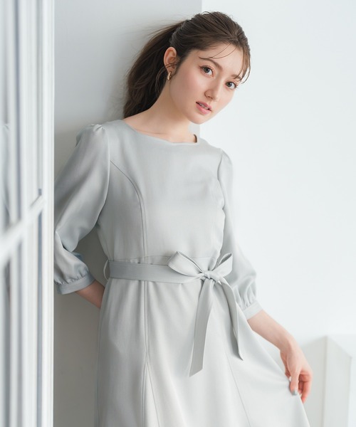MISCH MASCH（ミッシュマッシュ）の「2026春夏新作 ポリデニム配色ステッチワンピース（ワンピース・レディース・ホワイト/グリーン/ネイビー・M/S）」の8枚目の写真