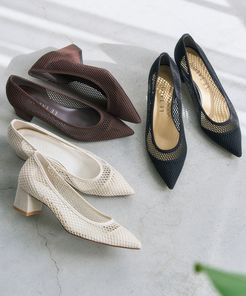 LE TALON（ルタロン）の「《追加》4.5cmポインテッドネットパンプス（パンプス・レディース・アイボリー/ブラウン/ブラック×ブラック・21/21.5/22cm/22.5cm/23cm/23.5cm/24cm/24.5cm/25cm/25.5cm）」の4枚目の写真