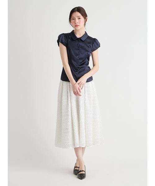 CELFORD（セルフォード）の「【洗える】】フロントスカラサテンブラウス（シャツ/ブラウス・レディース・アイボリー/ネイビー・36/38）」の5枚目の写真