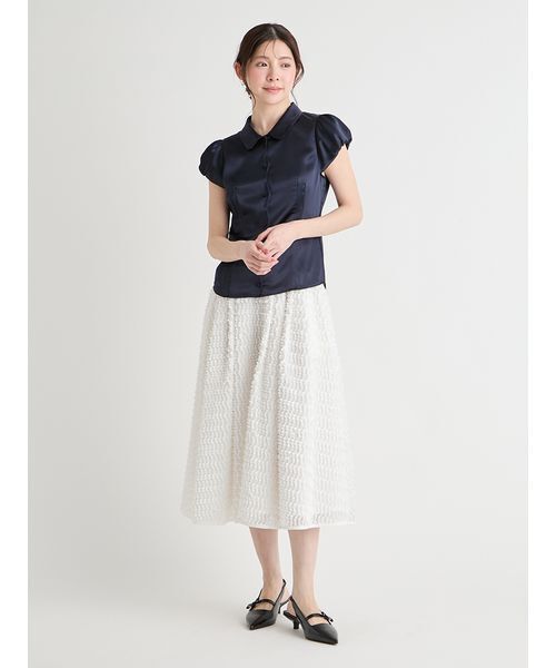 CELFORD（セルフォード）の「【洗える】】フロントスカラサテンブラウス（シャツ/ブラウス・レディース・アイボリー/ネイビー・36/38）」の6枚目の写真