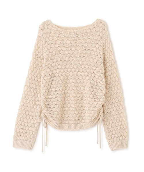 FREE'S MART（フリーズマート）の「◆ポコポコワンショル脇ドロストオーバーニット（ニット/セーター・レディース・ホワイト/ピンク/ブラウン・FREE）」の4枚目の写真