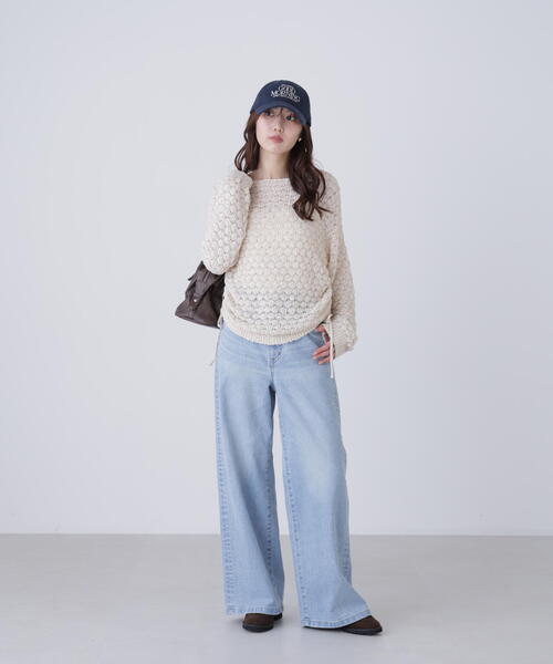 FREE'S MART（フリーズマート）の「◆ポコポコワンショル脇ドロストオーバーニット（ニット/セーター・レディース・ホワイト/ピンク/ブラウン・FREE）」の10枚目の写真