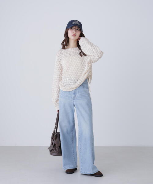 FREE'S MART（フリーズマート）の「◆ポコポコワンショル脇ドロストオーバーニット（ニット/セーター・レディース・ホワイト/ピンク/ブラウン・FREE）」の11枚目の写真