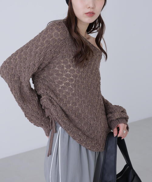 FREE'S MART（フリーズマート）の「◆ポコポコワンショル脇ドロストオーバーニット（ニット/セーター・レディース・ホワイト/ピンク/ブラウン・FREE）」の15枚目の写真