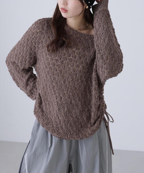 FREE'S MART（フリーズマート）の「◆ポコポコワンショル脇ドロストオーバーニット（ニット/セーター・レディース・ホワイト/ピンク/ブラウン・FREE）」の18枚目の写真