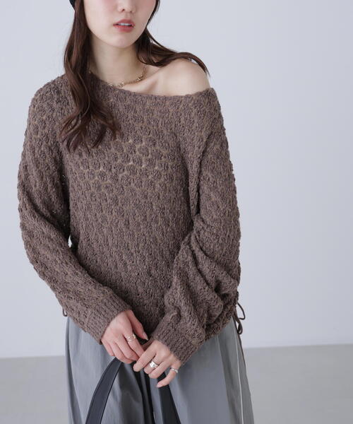 FREE'S MART（フリーズマート）の「◆ポコポコワンショル脇ドロストオーバーニット（ニット/セーター・レディース・ホワイト/ピンク/ブラウン・FREE）」の19枚目の写真