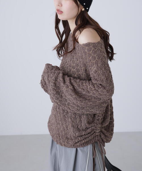 FREE'S MART（フリーズマート）の「◆ポコポコワンショル脇ドロストオーバーニット（ニット/セーター・レディース・ホワイト/ピンク/ブラウン・FREE）」の20枚目の写真