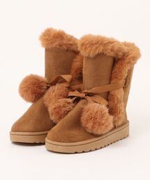 SPINNS（スピンズ）の「ファーショートブーツ/ポンポン付き（ブーツ）」