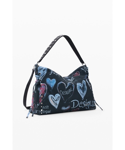 Desigual（デシグアル）の「グラフィティプリント デニム風大型ショルダーバッグ ストリート×グランジ【2026年春夏 新作】（ショルダーバッグ・レディース・マルチ・FREE）」の3枚目の写真