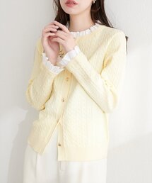 natural couture | フリルレイヤード風ケーブルカーディガン(カーディガン/ボレロ)