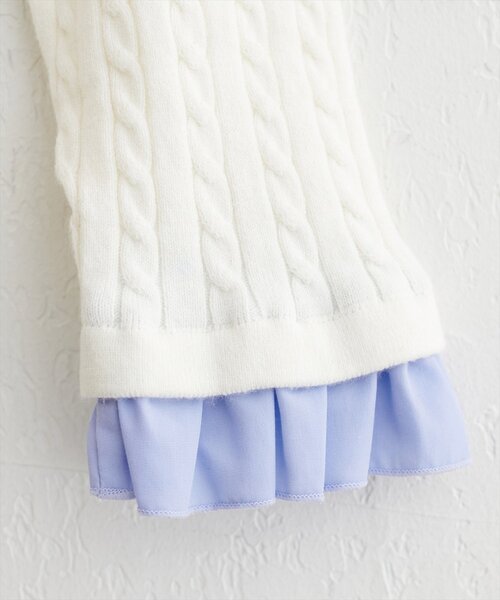 natural couture（ナチュラルクチュール）の「フリルレイヤード風ケーブルカーディガン（カーディガン/ボレロ・レディース・ネイビー/イエロー/グレー/オフホワイト・FREE）」の16枚目の写真