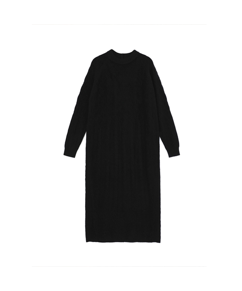 VASCARA(バスカラ)の「DIA Cable Long Knit One-piece (3colors)(ワンピース・レディース・ブラック/ブラウン/ライトベージュ・FREE)」の1枚目の写真