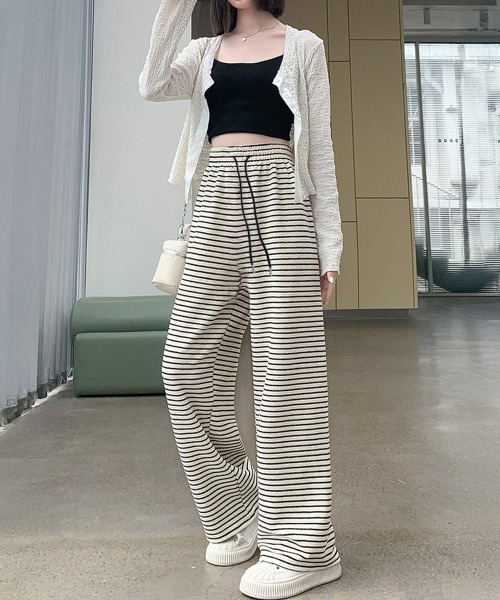 Miniministore（ミニミニストア）の「イージーパンツ ロング丈 ボーダー 新作（その他パンツ・レディース・アイボリー/ブラック・M/XL/L）」の6枚目の写真