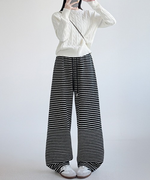 Miniministore（ミニミニストア）の「イージーパンツ ロング丈 ボーダー 新作（その他パンツ・レディース・アイボリー/ブラック・M/XL/L）」の9枚目の写真
