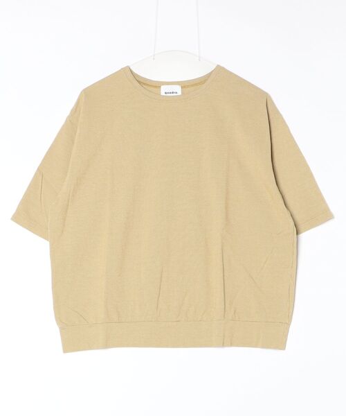 quadro(クオドロ)の「変形タック5分袖クルーネックプルオーバー(Tシャツ/カットソー・レディース・グリーン/ネイビー・FREE)」の1枚目の写真
