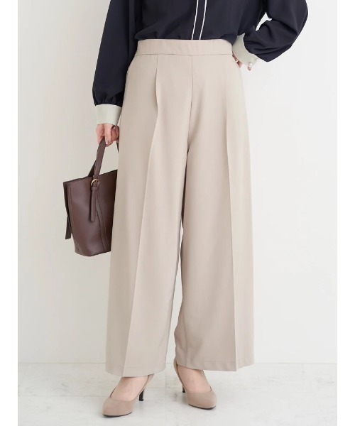 Re-J&SUPURE（リジェイアンドスプル）の「【大きいサイズ】【ストレッチツイル】ワイドパンツ(セットアップ可)（スラックス・レディース・ベージュ/ネイビー/ブラック/グレー・XX-LARGE/XXX-LARGE/XXXX-LARGE）」の3枚目の写真