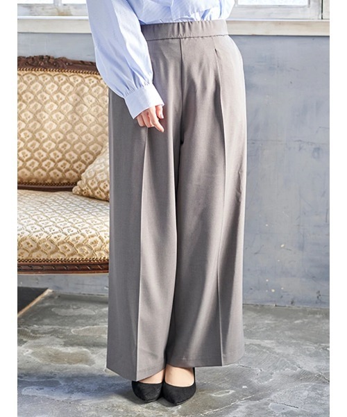 Re-J&SUPURE（リジェイアンドスプル）の「【大きいサイズ】【ストレッチツイル】ワイドパンツ(セットアップ可)（スラックス・レディース・ベージュ/ネイビー/ブラック/グレー・XX-LARGE/XXX-LARGE/XXXX-LARGE）」の6枚目の写真