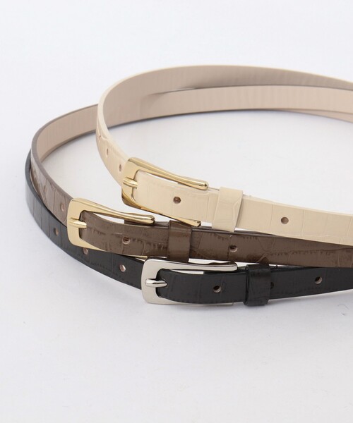 NOLLEY’S（ノーリーズ）の「クロコ型押しベルト15（ベルト・レディース・チャコールグレー/オフホワイト/ブラウン・FREE）」の8枚目の写真