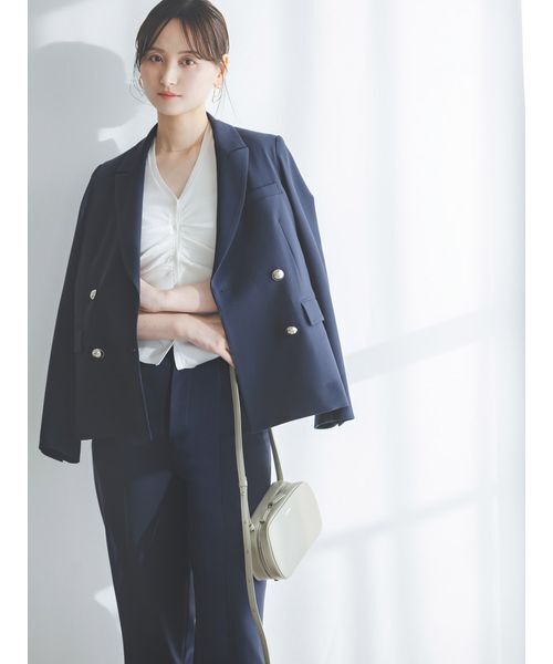 SNIDEL（スナイデル）の「Sustainableハイウエストストレートパンツ（スラックス・レディース・ネイビー/アイボリー/グレー・0/1）」の9枚目の写真