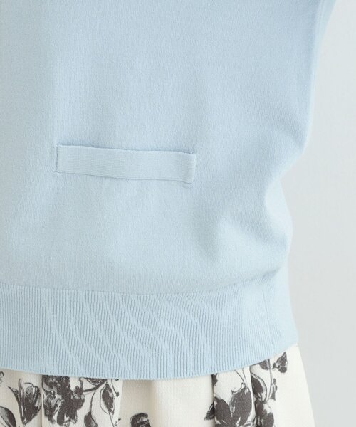 SHOO・LA・RUE（シューラルー）の「【洗濯機可/S-LL/アンサンブル可】パールボタンが上品　配色カーディガン（カーディガン/ボレロ・レディース・ライトイエロー系5/ライトグレー系4/ネイビー系4/ブルー系9・04/02/01/03）」の5枚目の写真