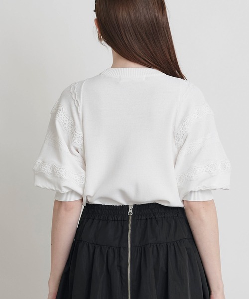 PICCIN(ピッチン)の「ケーブルパフスリーブニット(ニット/セーター・レディース・ブラック/オフホワイト・M)」の5枚目の写真