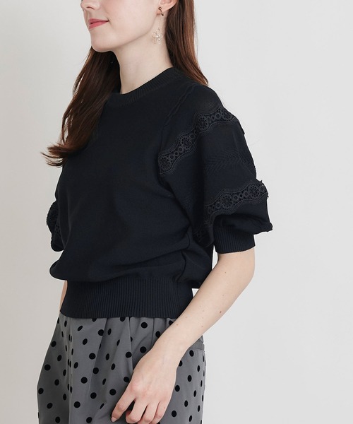 PICCIN(ピッチン)の「ケーブルパフスリーブニット(ニット/セーター・レディース・ブラック/オフホワイト・M)」の16枚目の写真