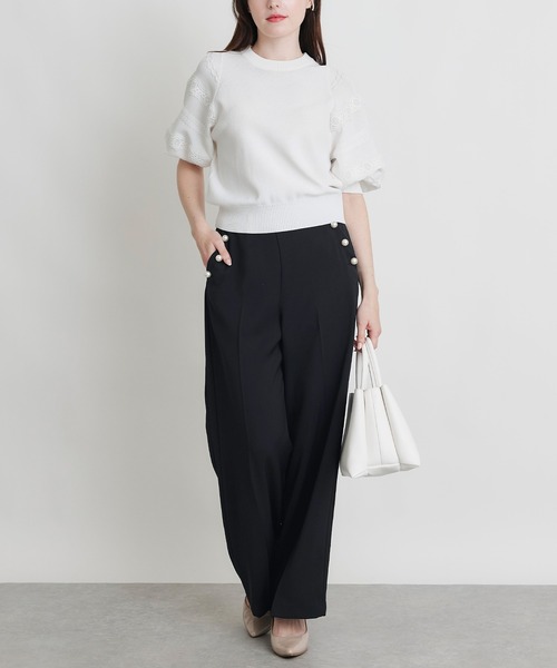 PICCIN(ピッチン)の「ケーブルパフスリーブニット(ニット/セーター・レディース・ブラック/オフホワイト・M)」の10枚目の写真