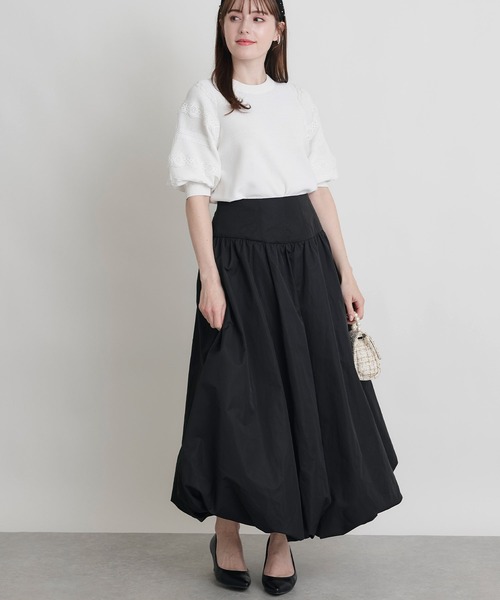 PICCIN(ピッチン)の「ケーブルパフスリーブニット(ニット/セーター・レディース・ブラック/オフホワイト・M)」の7枚目の写真
