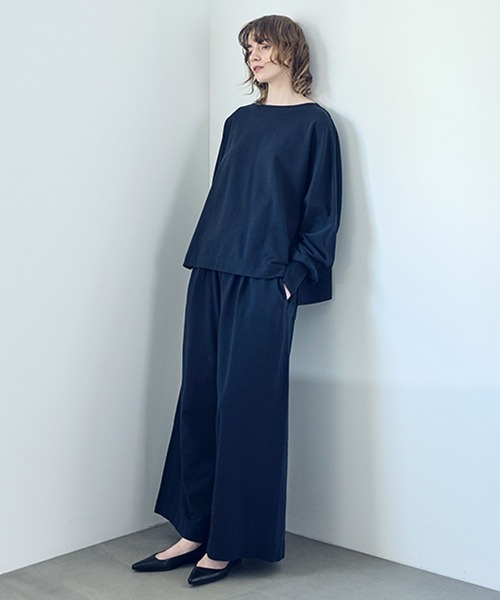 studio CLIP（スタディオクリップ）の「《natural by clip》ミニ裏毛Ｗバイオワイドパンツ[プチサイズあり]（その他パンツ・レディース・ネイビー/チャコール・FREE/PF）」の4枚目の写真