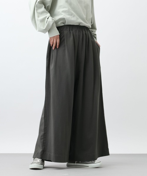 studio CLIP（スタディオクリップ）の「《natural by clip》ミニ裏毛Ｗバイオワイドパンツ[プチサイズあり]（その他パンツ・レディース・ネイビー/チャコール・FREE/PF）」の6枚目の写真