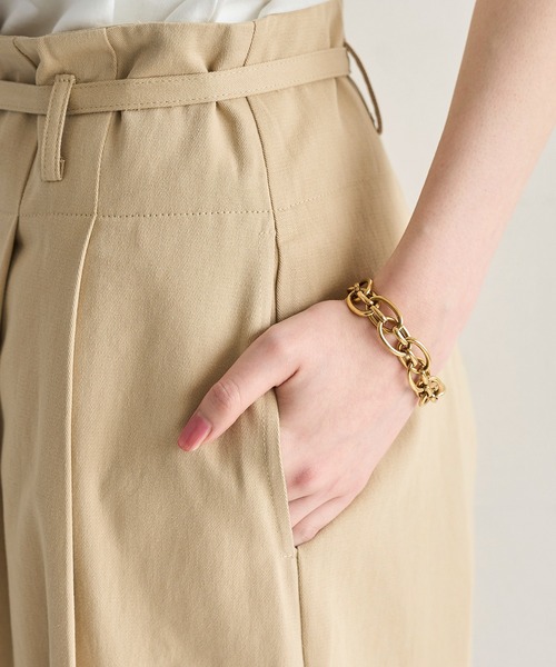 meilmada（メイルマダ）の「ハイウエストコットンタックパンツ（チノパンツ・レディース・ベージュ/チャコールグレー・FREE）」の6枚目の写真